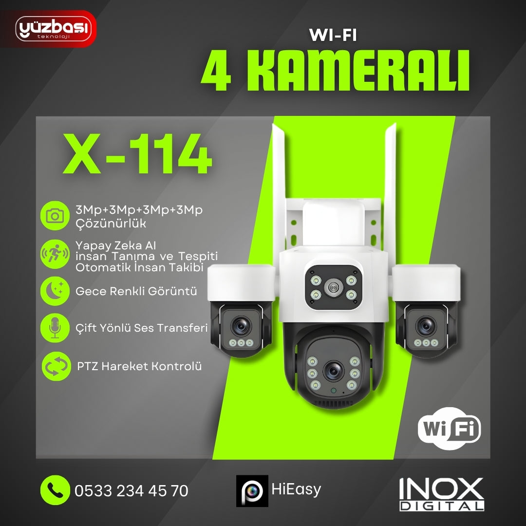 INOX-X114 4X3MP DÖRT LENSLİ WİFİ PTZ KAMERA